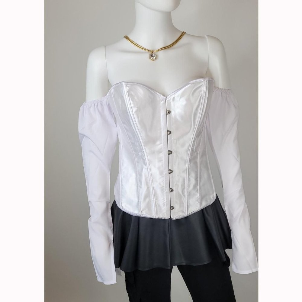 Women Sexy Corsets Is Finished Long Sleeve Off The Shoulder Blouse White Sz S-L